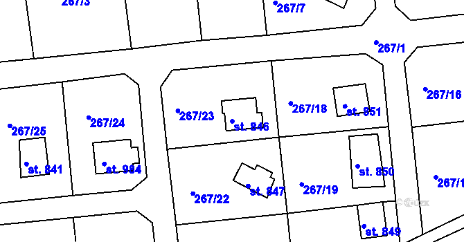 Parcela st. 846 v KÚ Zbiroh, Katastrální mapa