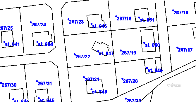 Parcela st. 847 v KÚ Zbiroh, Katastrální mapa
