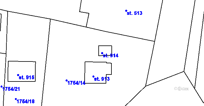 Parcela st. 914 v KÚ Zbiroh, Katastrální mapa