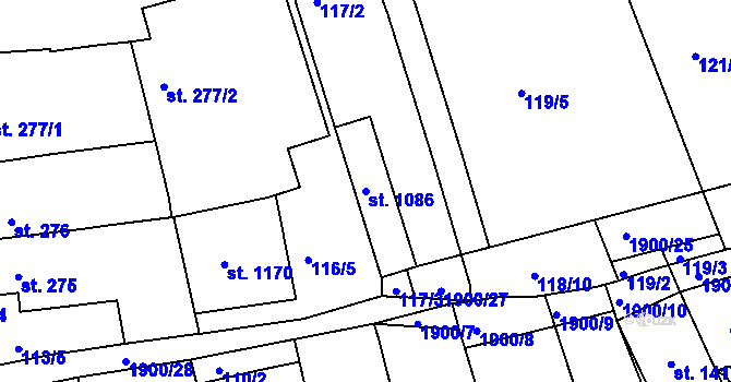 Parcela st. 1086 v KÚ Zbiroh, Katastrální mapa