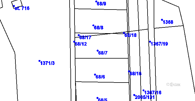 Parcela st. 68/7 v KÚ Zbiroh, Katastrální mapa