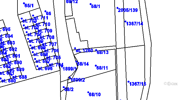 Parcela st. 68/13 v KÚ Zbiroh, Katastrální mapa