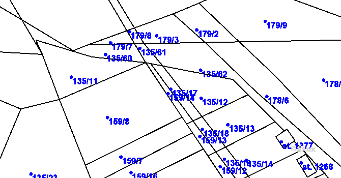 Parcela st. 135/17 v KÚ Zbiroh, Katastrální mapa