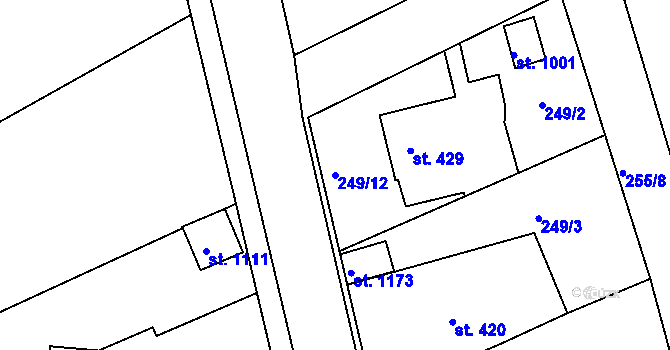Parcela st. 249/12 v KÚ Zbiroh, Katastrální mapa