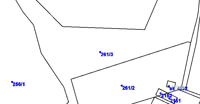 Parcela st. 261/3 v KÚ Zbiroh, Katastrální mapa