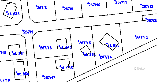 Parcela st. 267/15 v KÚ Zbiroh, Katastrální mapa