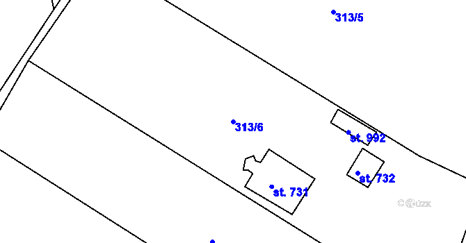 Parcela st. 313/6 v KÚ Zbiroh, Katastrální mapa