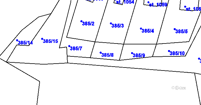 Parcela st. 385/8 v KÚ Zbiroh, Katastrální mapa