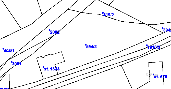 Parcela st. 594/3 v KÚ Zbiroh, Katastrální mapa