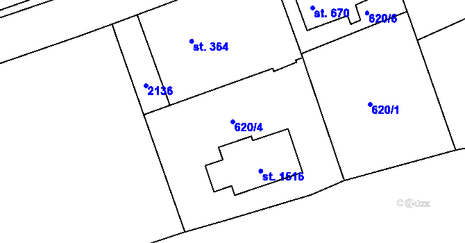 Parcela st. 620/4 v KÚ Zbiroh, Katastrální mapa