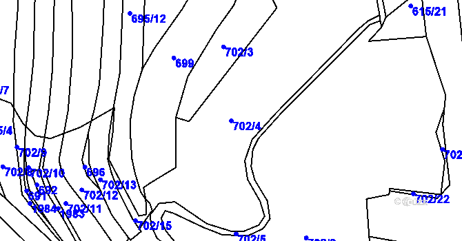 Parcela st. 702/4 v KÚ Zbiroh, Katastrální mapa