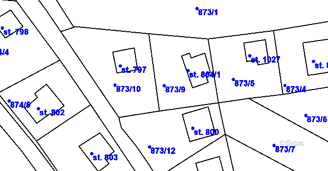 Parcela st. 873/9 v KÚ Zbiroh, Katastrální mapa