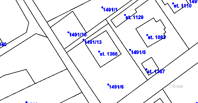 Parcela st. 1366 v KÚ Zbiroh, Katastrální mapa