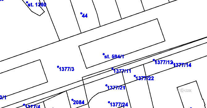 Parcela st. 594/1 v KÚ Zbiroh, Katastrální mapa