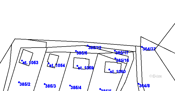 Parcela st. 385/12 v KÚ Zbiroh, Katastrální mapa
