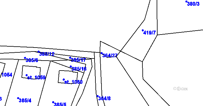 Parcela st. 364/27 v KÚ Zbiroh, Katastrální mapa