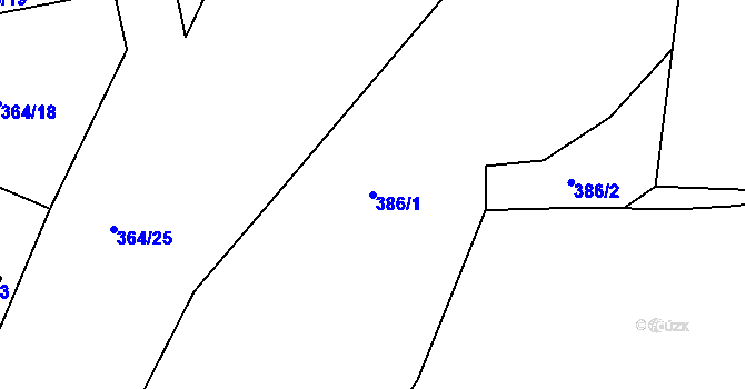 Parcela st. 386/1 v KÚ Zbiroh, Katastrální mapa