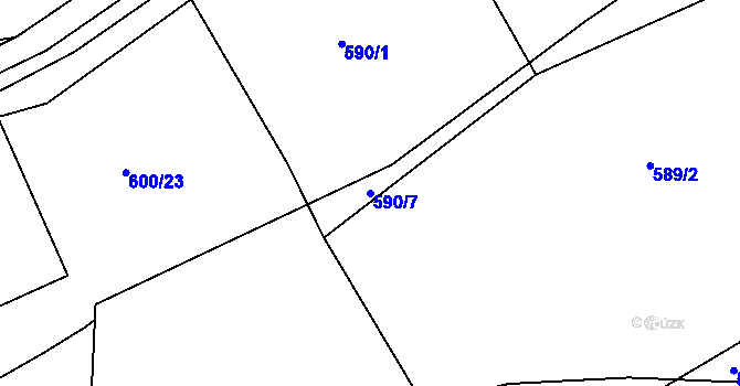 Parcela st. 590/7 v KÚ Zbiroh, Katastrální mapa