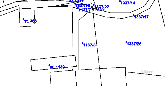 Parcela st. 1137/8 v KÚ Zbiroh, Katastrální mapa