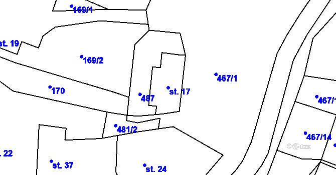Parcela st. 17 v KÚ Makolusky, Katastrální mapa