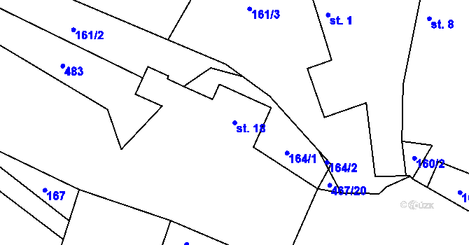 Parcela st. 18 v KÚ Makolusky, Katastrální mapa