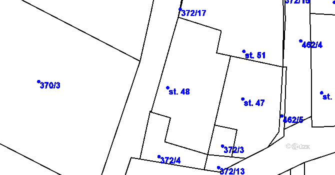 Parcela st. 48 v KÚ Makolusky, Katastrální mapa
