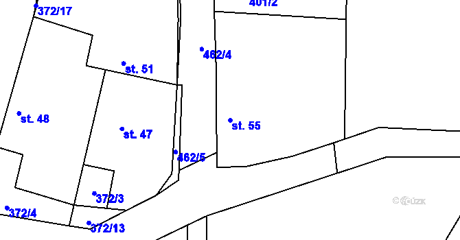 Parcela st. 55 v KÚ Makolusky, Katastrální mapa