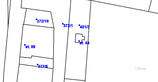 Parcela st. 64 v KÚ Makolusky, Katastrální mapa
