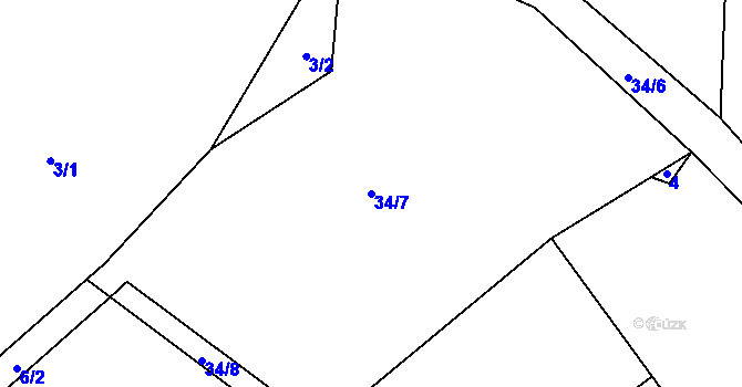 Parcela st. 34/7 v KÚ Makolusky, Katastrální mapa