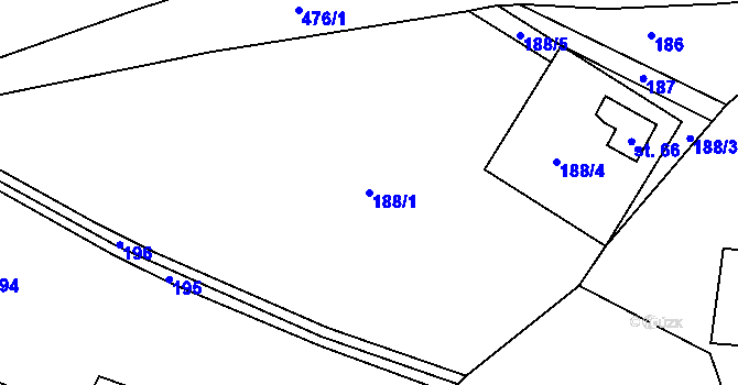 Parcela st. 188/1 v KÚ Makolusky, Katastrální mapa