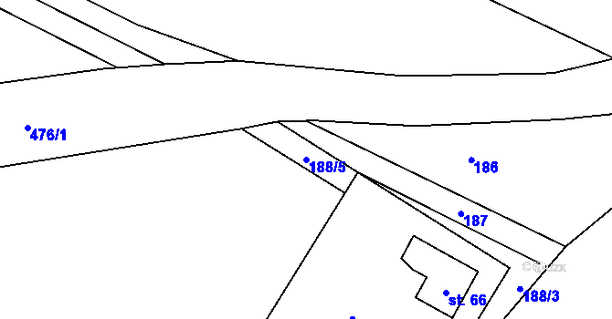 Parcela st. 188/5 v KÚ Makolusky, Katastrální mapa