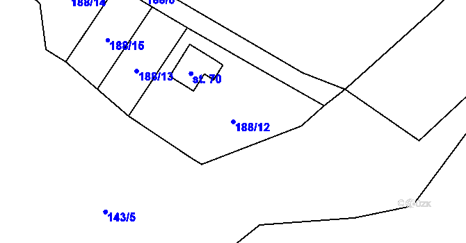 Parcela st. 188/12 v KÚ Makolusky, Katastrální mapa