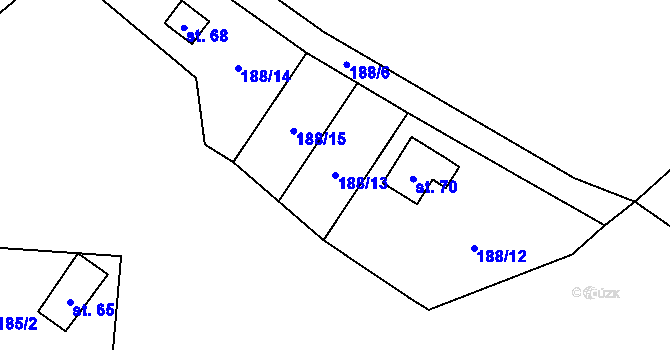 Parcela st. 188/13 v KÚ Makolusky, Katastrální mapa