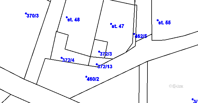 Parcela st. 372/3 v KÚ Makolusky, Katastrální mapa