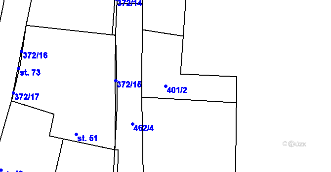 Parcela st. 401/2 v KÚ Makolusky, Katastrální mapa