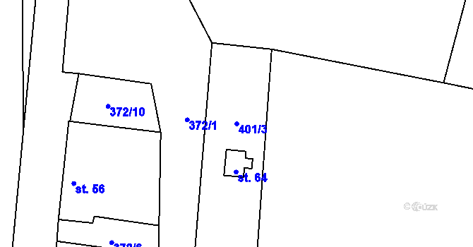Parcela st. 401/3 v KÚ Makolusky, Katastrální mapa