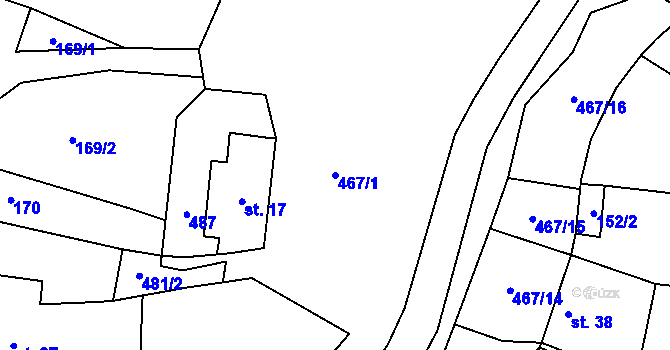 Parcela st. 467/1 v KÚ Makolusky, Katastrální mapa