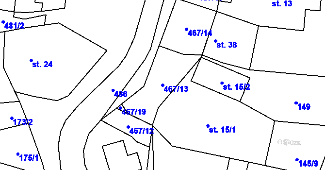 Parcela st. 467/13 v KÚ Makolusky, Katastrální mapa