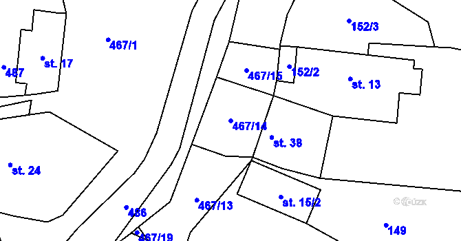 Parcela st. 467/14 v KÚ Makolusky, Katastrální mapa