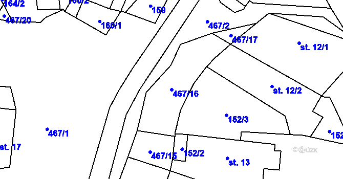 Parcela st. 467/16 v KÚ Makolusky, Katastrální mapa