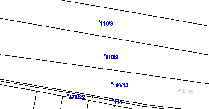 Parcela st. 110/9 v KÚ Makolusky, Katastrální mapa