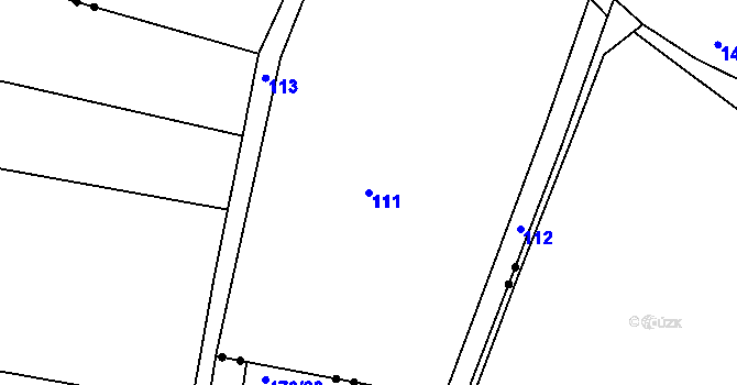 Parcela st. 111 v KÚ Makolusky, Katastrální mapa