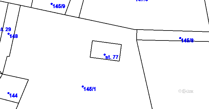 Parcela st. 77 v KÚ Makolusky, Katastrální mapa