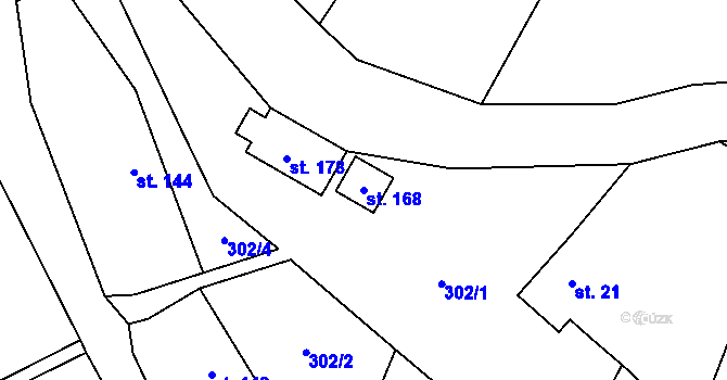 Parcela st. 168 v KÚ Vlková, Katastrální mapa