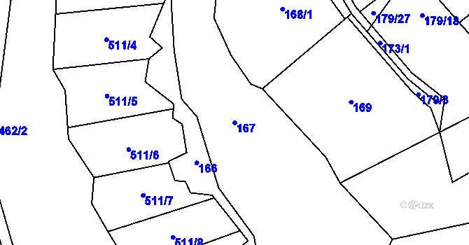 Parcela st. 167 v KÚ Vlková, Katastrální mapa