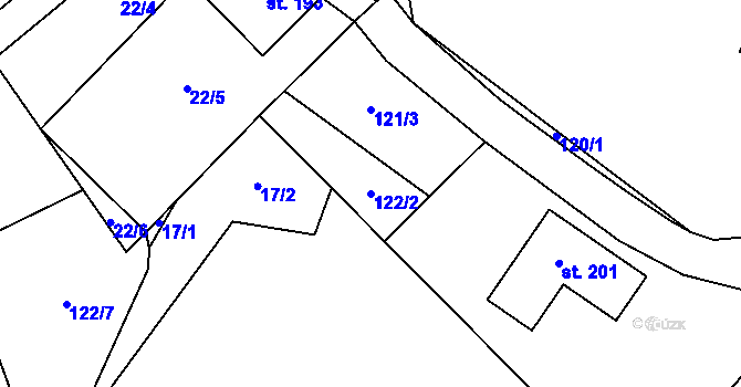 Parcela st. 122/2 v KÚ Vlková, Katastrální mapa