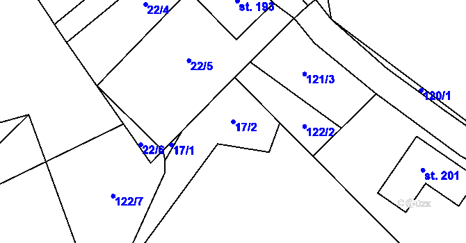 Parcela st. 17/2 v KÚ Vlková, Katastrální mapa