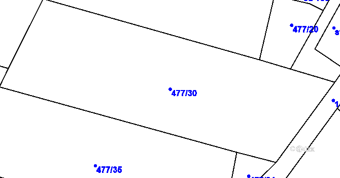 Parcela st. 477/30 v KÚ Vlková, Katastrální mapa