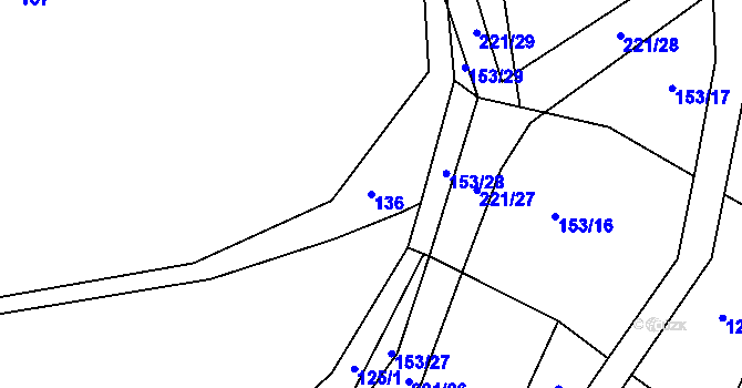 Parcela st. 136 v KÚ Vranice, Katastrální mapa