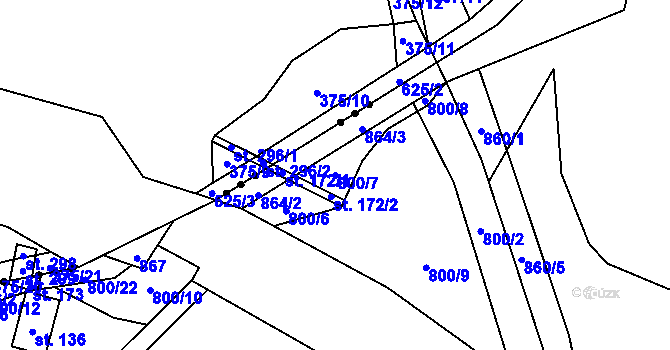 Parcela st. 800/7 v KÚ Vranice, Katastrální mapa